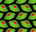 ÃÂ¡abbage monster pattern seamless. Angry Vegetable with teeth background. Hungry Alien Food. vector texture